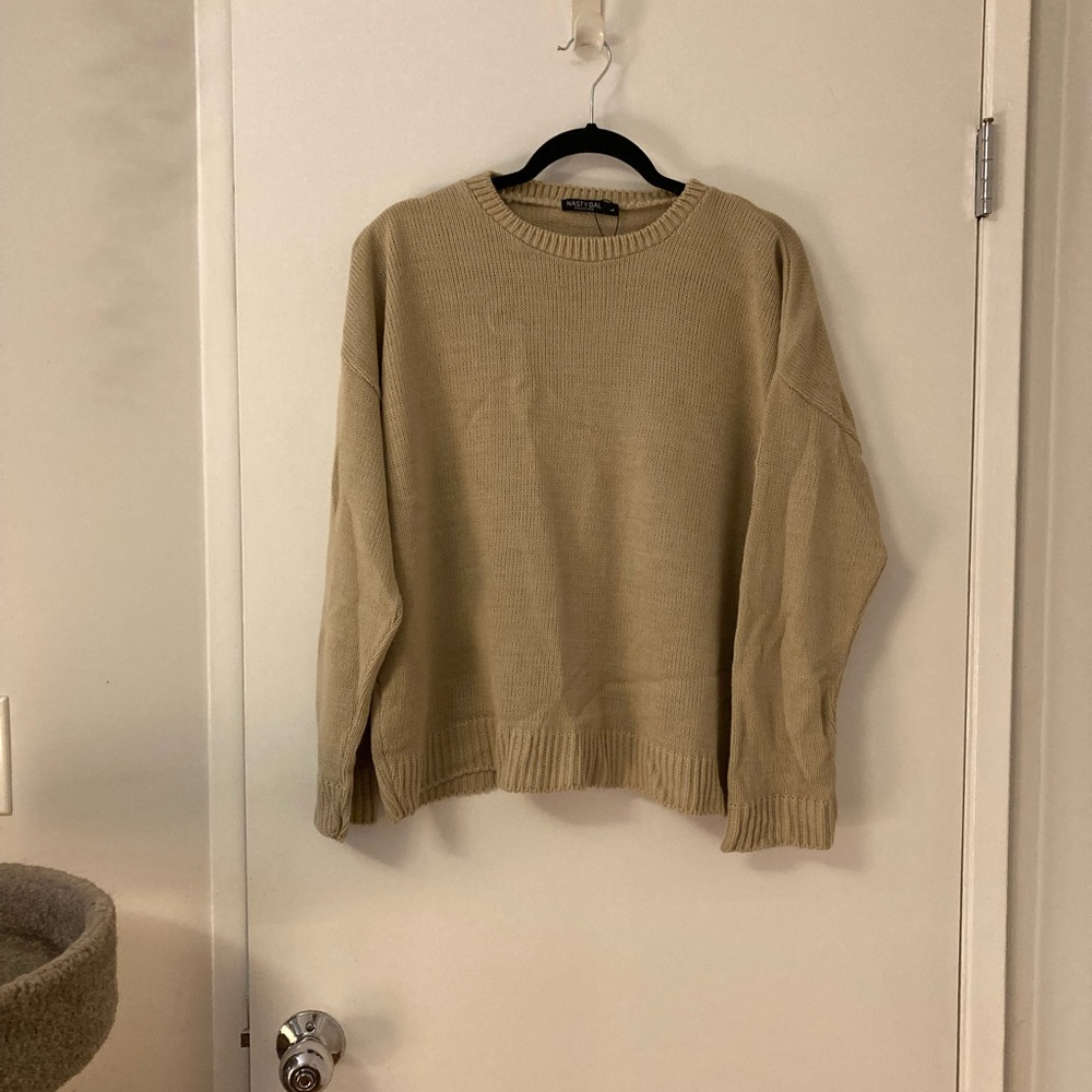 Nasty Gal Sweater Pajama Set Beige